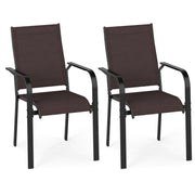 Costway - Patio Dining Chairs Set of 2/4/6 Stackable Outdoor Armchairs-Set of 2