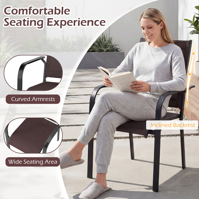 Costway - Patio Dining Chairs Set of 2/4/6 Stackable Outdoor Armchairs-Set of 2