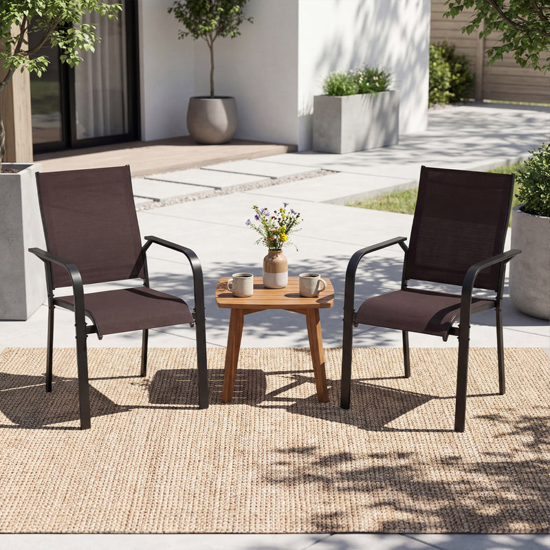 Costway - Patio Dining Chairs Set of 2/4/6 Stackable Outdoor Armchairs-Set of 2