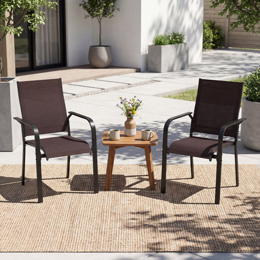 Costway - Patio Dining Chairs Set of 2/4/6 Stackable Outdoor Armchairs-Set of 2