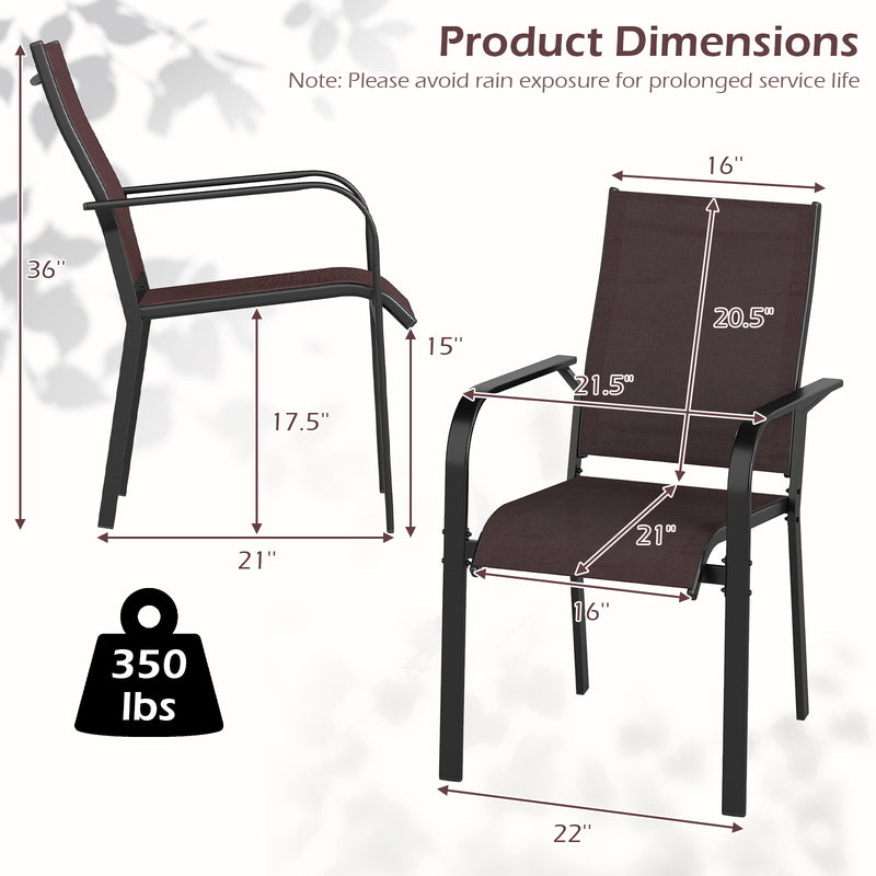 Costway - Patio Dining Chairs Set of 2/4/6 Stackable Outdoor Armchairs-Set of 2