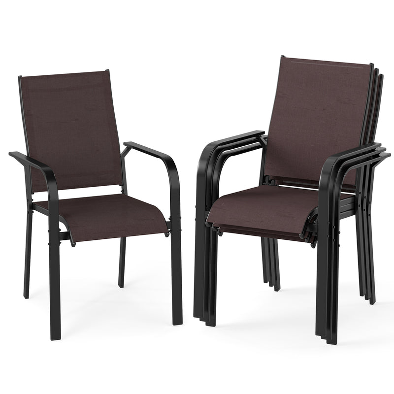 Costway - Patio Dining Chairs Set of 2/4/6 Stackable Outdoor Armchairs-Set of 4