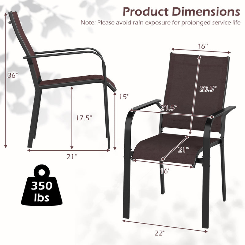 Costway - Patio Dining Chairs Set of 2/4/6 Stackable Outdoor Armchairs-Set of 4