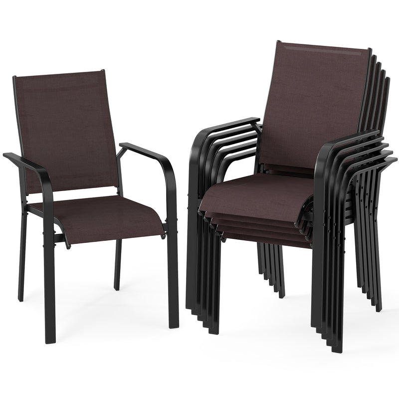 Costway - Patio Dining Chairs Set of 2/4/6 Stackable Outdoor Armchairs-Set of 6