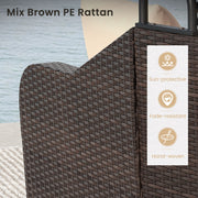 Costway - Patio PE Rattan Daybed with Retractable Canopy and Soft Cushions-Beige