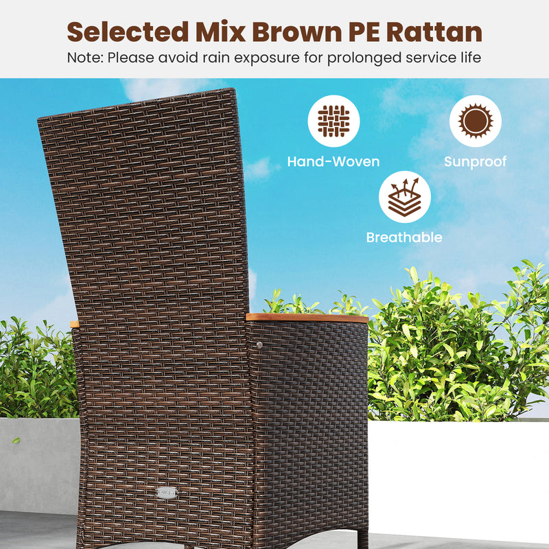 Costway - Patio Rattan Chairs Set of 2 Outdoor Wicker Dining Chairs with High Backrest-Beige