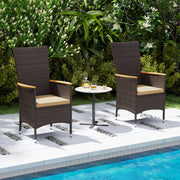 Costway - Patio Rattan Chairs Set of 2 Outdoor Wicker Dining Chairs with High Backrest-Beige