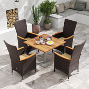 Costway - Patio Rattan Chairs Set of 2 Outdoor Wicker Dining Chairs with High Backrest-Beige