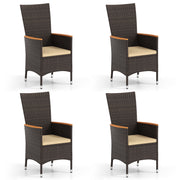 Costway - Patio Rattan Chairs Set of 4 Outdoor Wicker Dining Chairs with High Backrest-Beige