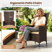 Costway - Patio Rattan Chairs Set of 4 Outdoor Wicker Dining Chairs with High Backrest-Beige