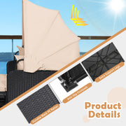 Costway - Patio Rattan Daybed with Retractable Canopy and Side Tables-Beige