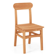Costway - Patio Teak Wood Chair Armless Dining Chair with Slatted Seat