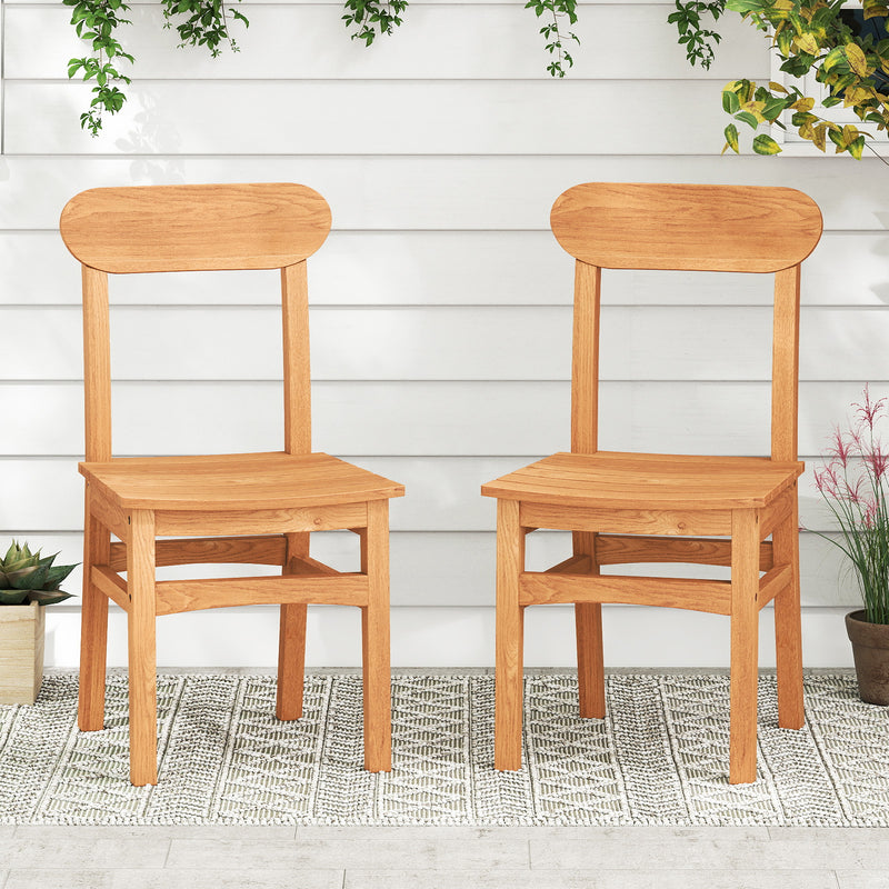 Costway - Patio Teak Wood Chair Armless Dining Chair with Slatted Seat