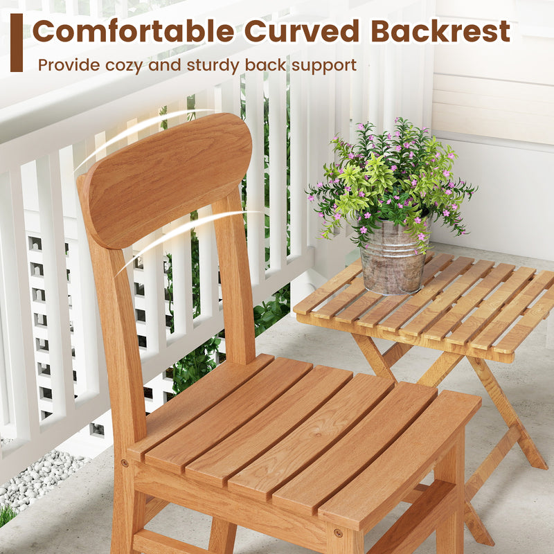 Costway - Patio Teak Wood Chair Armless Dining Chair with Slatted Seat