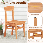 Costway - Patio Teak Wood Chair Armless Dining Chair with Slatted Seat
