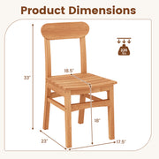 Costway - Patio Teak Wood Chair Armless Dining Chair with Slatted Seat