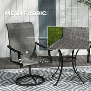 Outsunny - Outdoor Swivel Dining Chairs Set of 2, High Back Swivel Chairs with All Weather Mesh for Deck, Backyard, Poolside, Grey