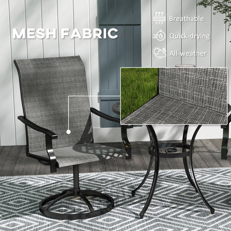 Outsunny - Outdoor Swivel Dining Chairs Set of 2, High Back Swivel Chairs with All Weather Mesh for Deck, Backyard, Poolside, Grey