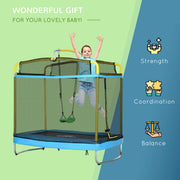 Qaba 6.9FT Kids Trampoline with Safety Net, Gymnastics Bar, Swing, Toddler Trampoline for 3-6 Years Old Outdoor