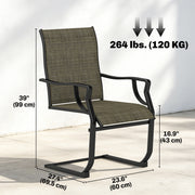 Outsunny - C Spring Motion Patio Chairs Set of 2 with Curved High Backrest, Armrest, All Weather Breathable Fabric, Metal Frame