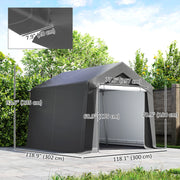 10' x 10' Outdoor Storage Shed Portable Garage with Roll-up Door for Motorcycle, Bike, Garden Tools, Dark Grey