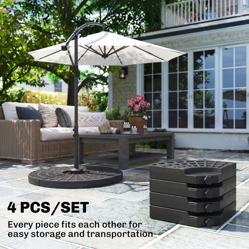 Outsunny - Set of 4 Umbrella Base Weights Outdoor Parasol Holder for Cross Base, Portable — 84D-061