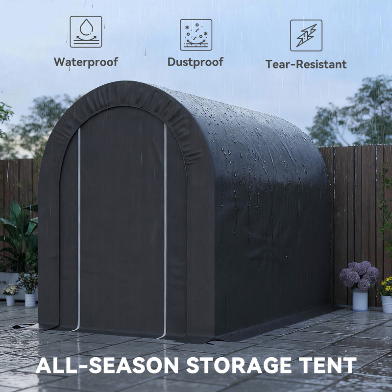 5' x 8' Outdoor Storage Shed, Heavy Duty Galvanized Steel Portable Shed for Bike, Motorcycle, Garden Tools, Black