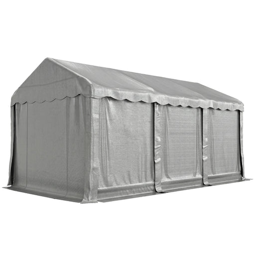 20' x 10' Portable Shed, Outdoor Storage Shed Tent with Roll-up Zipper Door and Removable Sidewalls, Light Grey