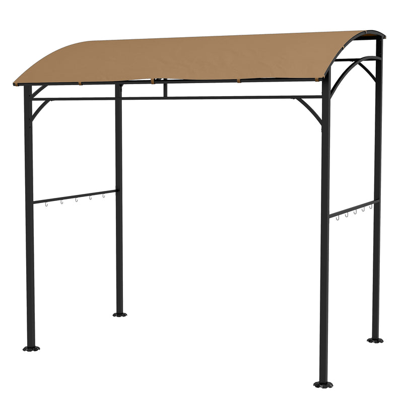 Outsunny - 7' x 5' Garden Grill Canopy, BBQ Grill Gazebo Tent with Steel Frame and Hooks, Outdoor Sun Shade, Dark Brown