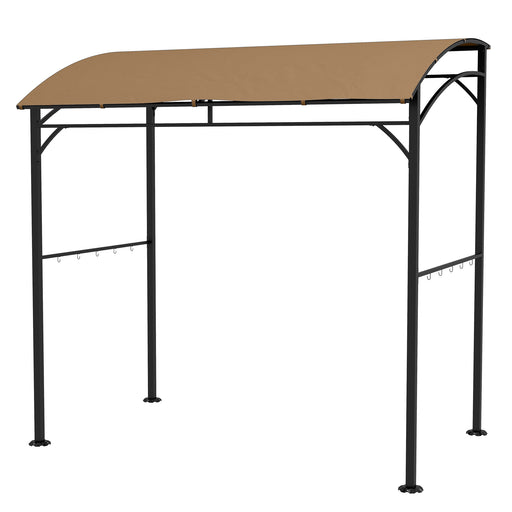 Outsunny - 7' x 5' Garden Grill Canopy, BBQ Grill Gazebo Tent with Steel Frame and Hooks, Outdoor Sun Shade, Dark Brown