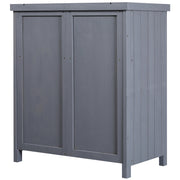 Garden Storage Cabinet, Outdoor Tool Shed with Galvanized Top and Two Shelves for Yard Tools or Pool Accessories, Grey