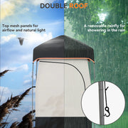 Outsunny - Camping Shower Tent, Portable Privacy Shelter with Solar Shower Bag, Removable Floor and Carrying Bag, Black