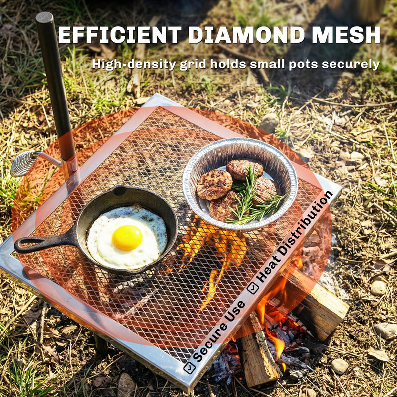 Outsunny - Swivel Campfire Grill, 360° Adjustable Heavy Duty Chrome-Plated Steel Campfire Cooking Grate, Silver