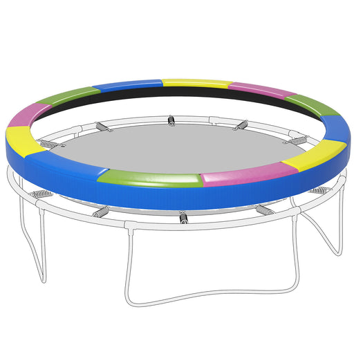 Soozier 12FT Trampoline Spring Cover, Trampoline Pad Replacement, Waterproof and Tear-Resistant, All-Weather Trampoline Accessories, No Holes for Pole, Multi-Colored