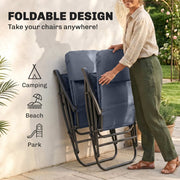 Outsunny - Folding Rocking Chair Set of 2 Padded Rockers with Armrest, Navy Blue