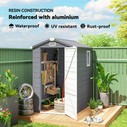 4.5' x 6' Garden Storage Shed with Latch Door, Vents, Sloped Roof, Light Grey