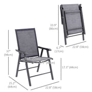 Outsunny - 4-Piece Folding Chair Set for Relaxing on Patio Balcony Garden, Comfortable Outdoor Furniture with Armrests, Dark Grey