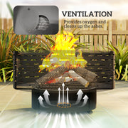 Outsunny - 3-in-1 Fire Pit Φ23.8" x 15.4" Outdoor Fire Bowl with Grill Grate, Wood-Effect Fire Basket