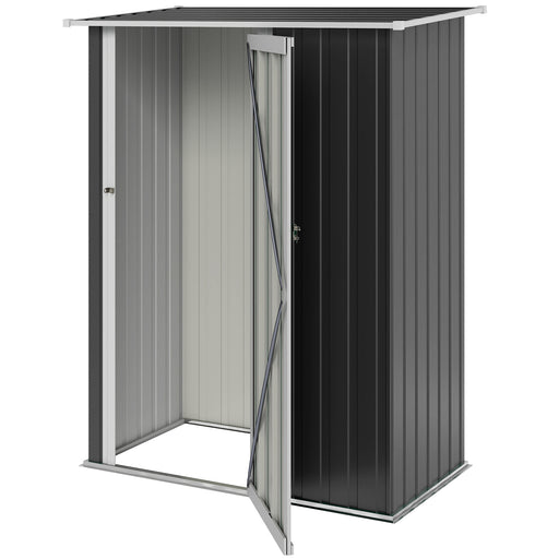 5 x 3ft Outdoor Storage Shed Metal Garden Shed Cabanon with Sloped Roof, Lockable Door for Tool, Grey