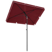 Outsunny - 6.5x4ft Rectangle Patio Umbrella Aluminum Tilt Adjustable Garden Parasol Sun Shade Outdoor Canopy Wine Red