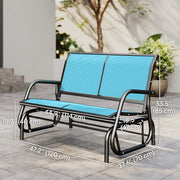 Outsunny - Outdoor Glider Bench, 2 Person Patio Glider Chair, Gliding Outdoor Garden Loveseat Swing Bench with Breathable Mesh Fabric, Steel Frame for Backyard, Porch, Blue
