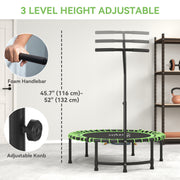 Soozier 45" Mini Trampoline for Adults, Foldable Fitness Exercise Rebounder with Adjustable Handle