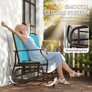 Outsunny - Patio Glider Rocking Chair 2 Person Outdoor Loveseat Rocker Garden Furniture Bench, Blue