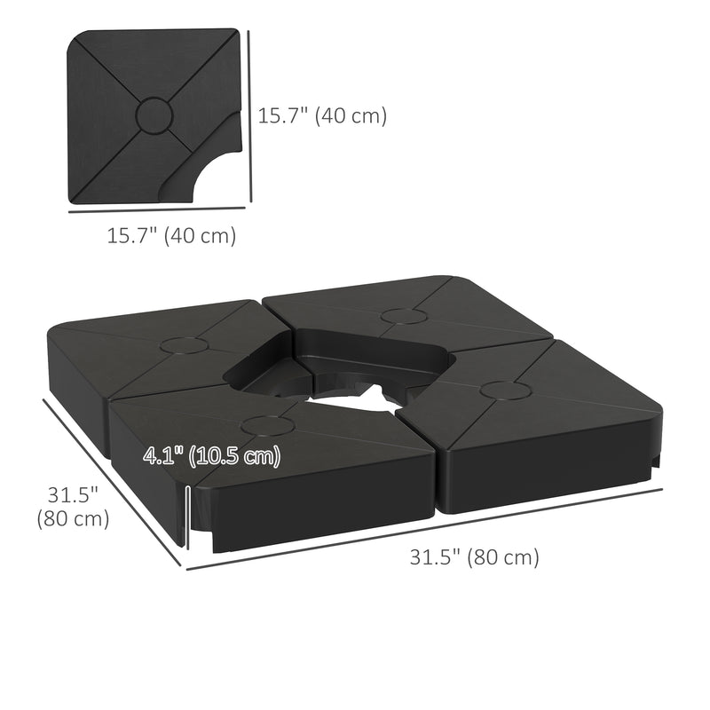 Outsunny - Umbrella Weights for Cantilever Parasols, Set of 4 Heavy Duty Parasol Base Weights, Black — 84D-368V00BK