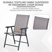 Outsunny - 2-Piece Folding Dining Chair Set for Relaxing on Patio, Balcony, or Garden, Comfortable Outdoor Furniture with Armrests, Black