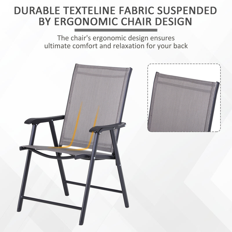 Outsunny - 2-Piece Folding Dining Chair Set for Relaxing on Patio, Balcony, or Garden, Comfortable Outdoor Furniture with Armrests, Black