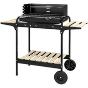 Outsunny - Charcoal Barbecue Grill with Adjustable Grill Height, Portable BBQ Trolley with Ash Catcher and Wheels, Black