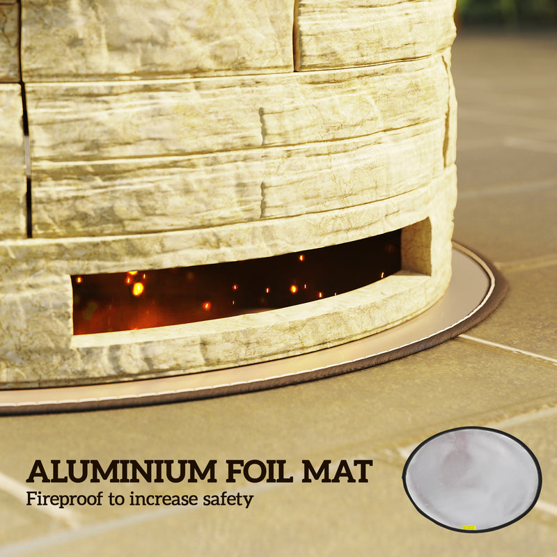 Outsunny - Smokeless Fire Pit, Portable Camping Bonfire Stove with Mat for Backyard Patio Picnic, Magnesium Oxide, Yellow