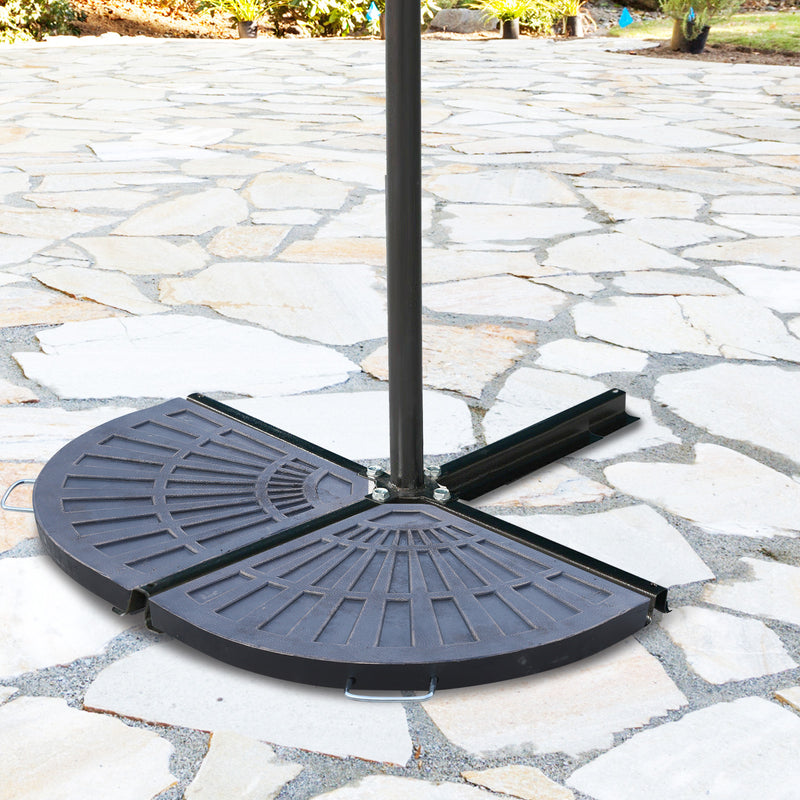 2pc Portable Umbrella Base Weights 61.6lbs Resin Flabelliform Garden Parasol Base Outdoor Patio Umbrella Stand Holder Weights, Bronze