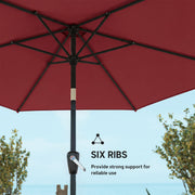 9FT Patio Umbrella, Outdoor Table Patio Umbrellith Tilt, Crank, 6 Ribs, UV Protection for Garden, Lawn, Deck, Backyard